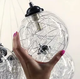 Підвісний світильник Transparent Bubbles на 9 плафонів з металевою ниткою Line.F 371/9 - мініатюра 5