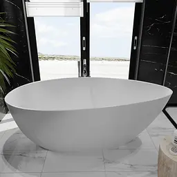 Ванна окремостояча матова Amidicon Santorini 166x78 з литого каменю SANTORINI_166_MAT, Білий матовий - мініатюра 4