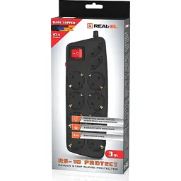 Мережевий фільтр живлення REAL-EL REAL-EL RS-10 Protect, 3m, black (EL122300039) - мініатюра 8
