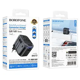 Мережевий зарядний пристрій Borofone BAC12 Leader 3-port(1C2A) universal conversion charger чорний - мініатюра 2