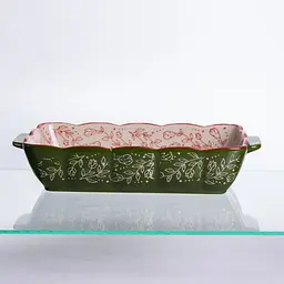 Форма для випікання Vintage 28×17×5 (см) прямокутна форма для випікання в духовці з ручками Зелений Yiwu HM05-10 - мініатюра 6