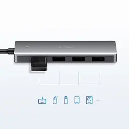 USB-хаб UGREEN CM219 4-in-1 USB Type-C to 4xUSB 3.0 HUB Space Gray - мініатюра 2