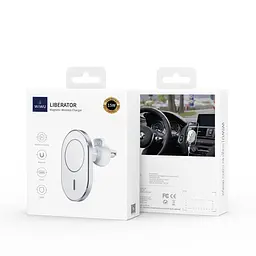 Холдер Wiwu CH-306 з MagSafe Magnetic Attached Wireless Charger Car mount Сріблястий - мініатюра 2