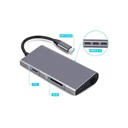 Концентратор Dynamode USB3.1 Type-C to HDMI, 3хUSB3.0, RJ45, USB Type-C Female, SD (Dock-USB-TypeC-HDMI-USB3.0-RJ45) - мініатюра 6
