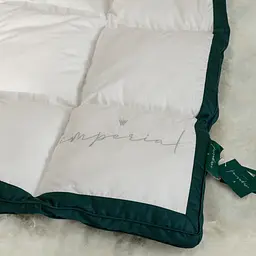 Ковдра MirSon Imperial Satin Luxe зимова 110х140 см біла із зеленим кантом - мініатюра 10