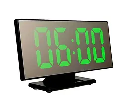 Годинники настільні електронні 3618L дзеркальні LED годинник з термометром (Зелена підсвітка) - мініатюра 2