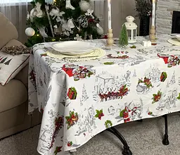 Скатертина Ecotton 150х220 см новорічна Снiжна зима біла (24209) - мініатюра 4