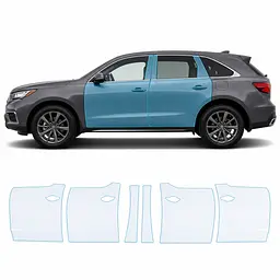 Антигравійна захисна бронеплівка за лекалами для Acura MDX YD3 facelift 2017-2020 - зони дверей і стійки вікон