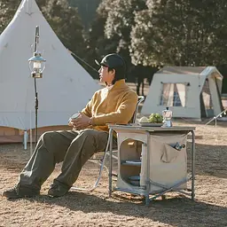 Розкладний туристичний стіл з полицями Naturehike CNH22JU031 (Бежевий) - мініатюра 2