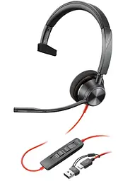 Гарнітура Poly комп'ютерна моно On-ear Blackwire 3310-M USB-A USB-C односпрямований Microsoft Teams чорний (8X216AA)