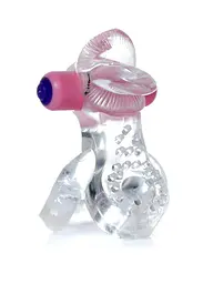 Ерекційне віброкільце Tongue Vibro CockRing Clear - мініатюра 2