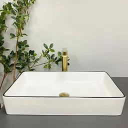 Умивальник VBI Triest white black Edge накладний VBI-012710, Білий - мініатюра 3