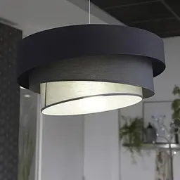 Дизайнерська люстра IONOS 2 з текстильним абажуром Line.F MJ 159-500 BK+BK+WT