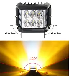 Додаткова LED фара 18W (3W x 6) 10-30V 90x76x80 mm ближній стробоскоп 1 шт. (W 0260-RB) - мініатюра 4