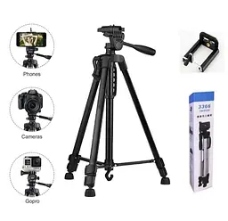 Штатив для смартфона камери та фотоапарата TRIPOD 3366 Чорний - мініатюра 7