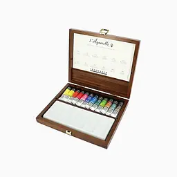 Подарунковий набір акварельних фарб Sennelier L'Aquarelle, 12 тую по 10 мл, дерево + аксесуари - мініатюра 2
