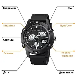 Наручний годинник чоловічий Skmei 1757 Black White, 1757BKWT (18426) - мініатюра 9