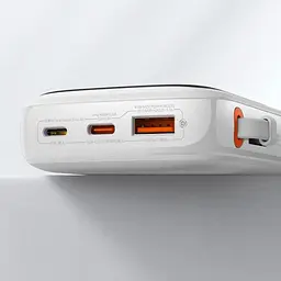 Зовнішній акумулятор Baseus Qpow Pro Digital Display Fast Charge Power Bank 10000mAh 20W iP Edition White（With: Simple charging cable Type-C 3A 0.3m W (PPQD060002) - мініатюра 9