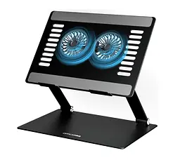 Охолоджувальна підставка для ноутбука до 15.6 дюймів OfficePro LS-122-B 2xfans Alloy Aluminum Black - мініатюра 2