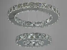 Люстра стельова LED Diasha 7206-3W/300+200HR "Кришталеві кільця", 30W, хром, для вітальні, коридору, кухні - мініатюра 4