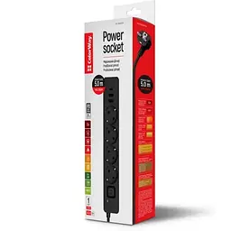 Фільтр живлення ColorWay 4 розетки, 3USB (2USB-A + 1 TYPE-C) (24W), 2м, Black (CW-CHE435PDB)