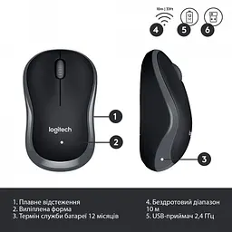Комплект (клавіатура + миша бездротові) Logitech MK330 Wireless UA розкладка чорна (920-003989) - мініатюра 8