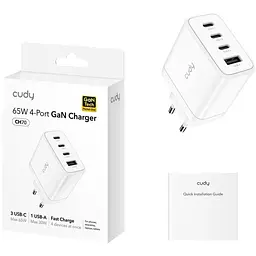 Зарядний пристрій Cudy 70W GaN 4×USB QC+PD 3.0 вилка EU для iPhone 12 (CH70_EU) - мініатюра 2
