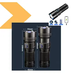 Ліхтар AK180 WHITE LASER LED PM30-TG Power Bank, ЗУ Type-C, zoom, 5 фільтрів (47476-AK180_494) - мініатюра 2