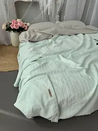 Покривало Zeintex Palermo махрове бавовняне світло-м'ятне 210х300 см - мініатюра 3