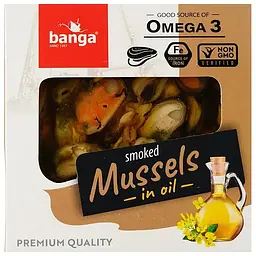 Мідії Banga Smoked Mussels in oil копчені в олії 120 г