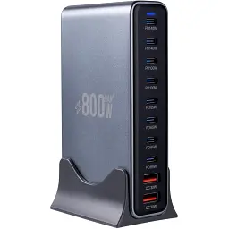 Зарядний пристрій XoKo 8xUSB-C PD 65 - 140W + 2xUSB QC30W GaN3 800W (XK-QC-800) - мініатюра 3