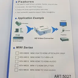Конвертер адаптер з VGA в HDMI перехідник перетворювач 1080P відео та аудіо UKC білий - мініатюра 13