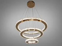 Люстра стельова LED Diasha 7201-8W/580+400+200G 66W, регульована висота, пульт ДУ, діаметр 58 см, кришталевий дизайн, для дому - мініатюра 3