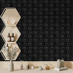 Декоративна 3D панель самоклейка Sticker Wall під цеглу Чорна 700x770x3мм (019-3) - мініатюра 5