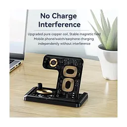 Зарядний пристрій Essager 4-in-1 wireless charger 15W foldable desktop black (EWXZM-JC01-Z) - мініатюра 2