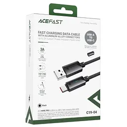 Дата кабель Acefast C19-04 USB to Type-C 3A (1.2m) Black - мініатюра 2