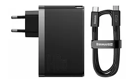 Мережевий зарядний пристрій Baseus GaN5 Pro Fast Charger 2C+U + Cable Type-C to Type-C 140W CCGP100201 Black - мініатюра 5