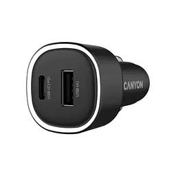 Зарядний пристрій Canyon 1xUSB + 1xUSB-C PD48W black (CNE-CCABR3AC) - мініатюра 1