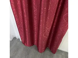 Льняні штори "бите скло" бордового кольору 2шт. 150х270 з білим шифоновим тюлем 400х270, на тасьмі ALBO pbe0052741 - мініатюра 11
