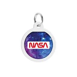 Адресник для собак і котів металевий Waudog Smart ID з QR паспортом малюнок NASA21 коло Д 25 мм - мініатюра 2