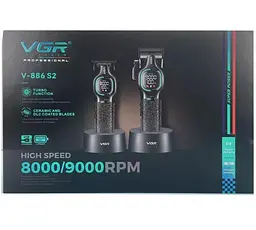 Комплект для стриження VGR V-886 S2 дві машинки для стрижки 4/6 насадок машинка для стрижки бездротова акумуляторна з дисплеєм - мініатюра 8