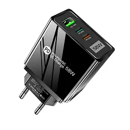 Зарядний пристрій Mirrow USB 2-Type-C Super Charge/Quick Charge 3.0 PD 58W Black (FR050840)