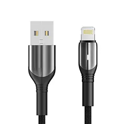 Кабель Aspor AC-09 Nylon LED USB – Lightning (3A/1м)- чорний