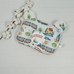 Дитяча ортопедична подушка 24×32 для новонароджених a.l.babybox Потяг Молочний