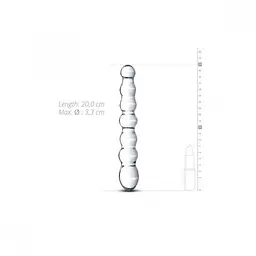Скляний ділдо у вигляді намистин Gildo Glass Dildo No. 19, 17х3.3 см (прозорий) - мініатюра 2