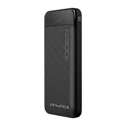 Павербанк чорний зовнішній акумулятор Power bank AWEI P37K 10000 Mah