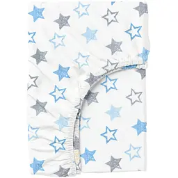 Простирадло Cosas на резинці 80х190х25 grey stars, блакитний (StarGreyBlue_80x190x25)