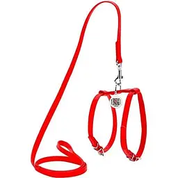 Шлея з повідцем для собак Waudog Glamour, шкіряна, з QR паспортом, 20-30х30-40х0,9/115 см, червоний (33993)