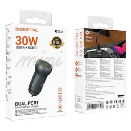 АЗП Borofone BZ32A Fresh PD30W+QC3.0 (1USB-A/1C) Metal gray - мініатюра 2