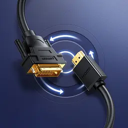 Кабель мультимедійний HDMI M to DVI M 1.0m HD106 black Ugreen (30116) - мініатюра 3